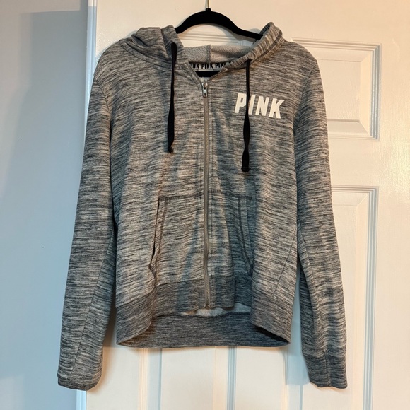 PINK Victoria's Secret Tops - PINK hoodie large Victoria’s Secret women’s sweatshirt long sleeves grey zip up